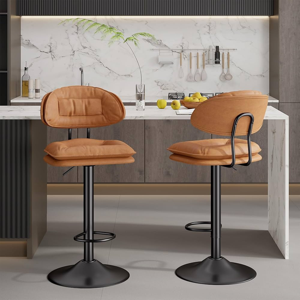 Bar Stools Set of 2,Modern Adjustable Swivel Counter Height Barstools for Kitchen Island,Double-L... | Amazon (US)