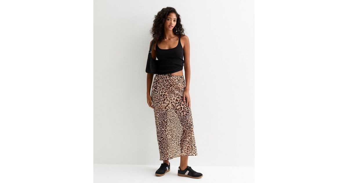 Brown Animal Print Chiffon Midi Skirt 
						
						Add to Saved Items
						Remove from Saved It... | New Look (UK)