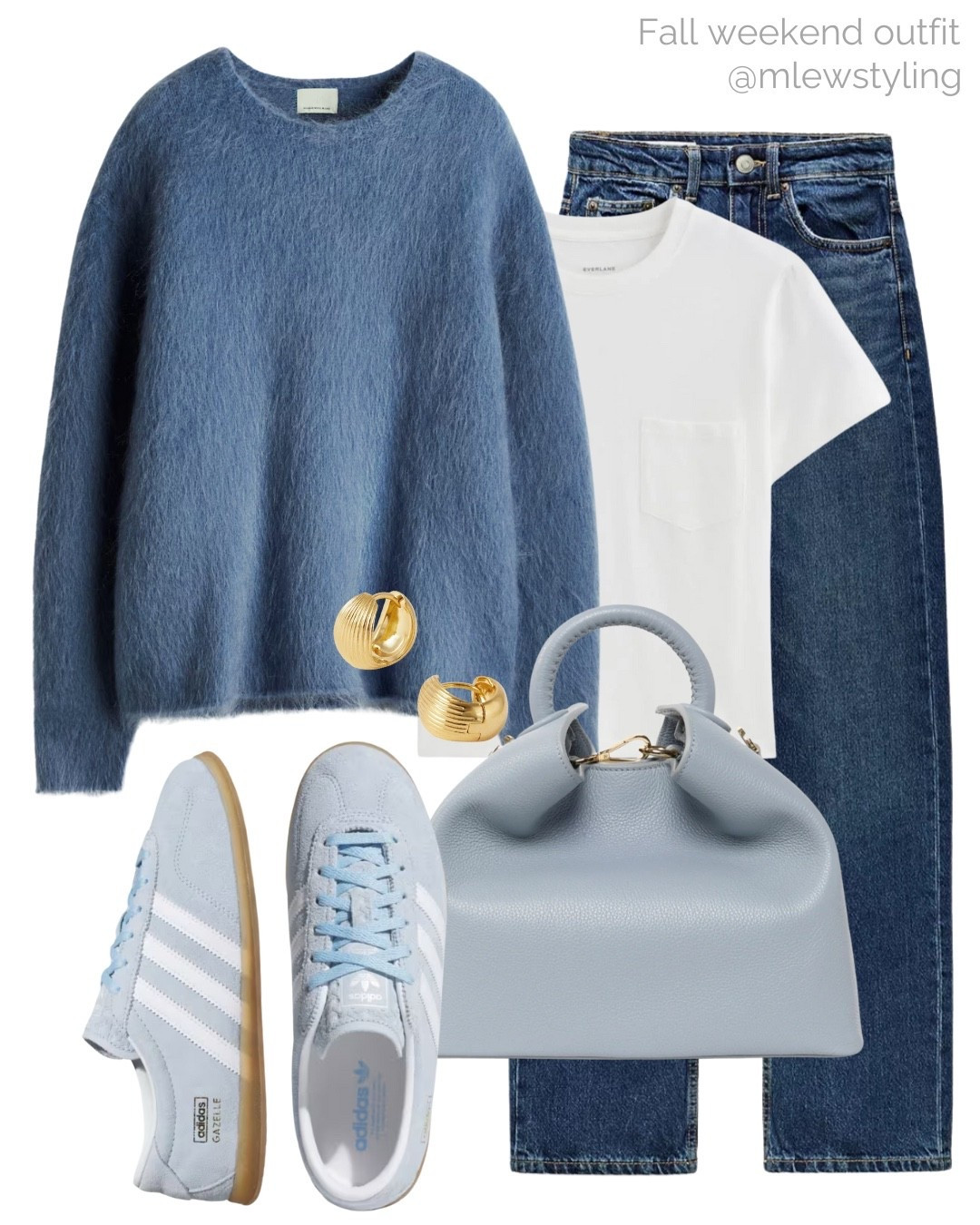 Fall weekend outfit with blue 🩵

Tags: autumn otifit, new in H&M mohair sweater, Everlane white t-shirt, Zara mom jeans, baby blue Elleme handbag, elevated everyday outfit, adidas gazelle lo pro sneakers 

#LTKShoeCrush #LTKItBag #LTKStyleTip