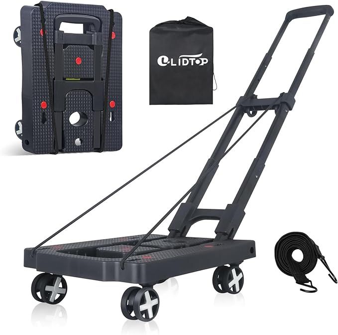 Folding Hand Truck Dolly, Foldable Dolly Cart for Moving, Lightweight Portable Luggage Cart with ... | Amazon (US)