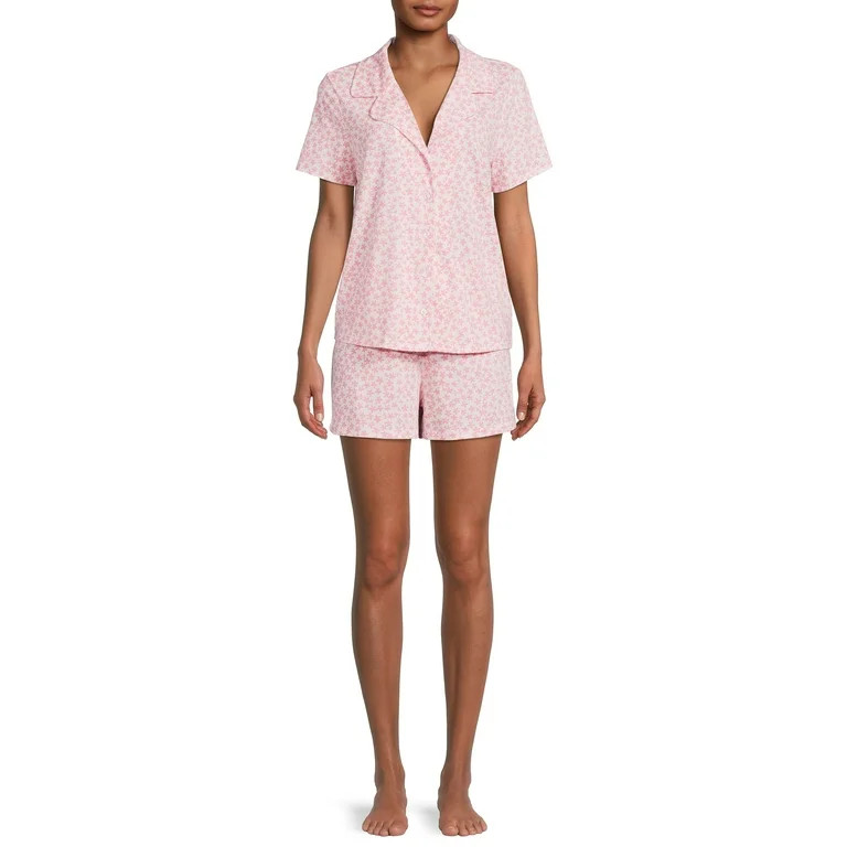 Como Blu Women's Short Sleeve Top and Shorts Pajama Set, 2-Piece | Walmart (US)