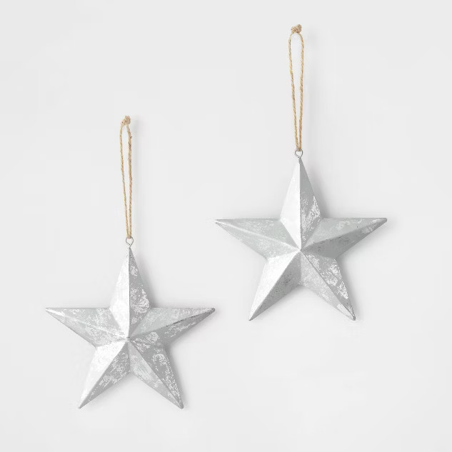 2ct Faceted Metal Star Christmas Ornament Set - Wondershop™ | Target