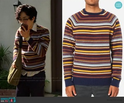 American Eagle Sweater Mens Large Athletic Fit Crew Neck Striped Wool Blend Aso | eBay US