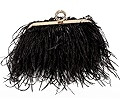 Women Real Natural Ostrich Feather Evening Bags Purses Clutch Vintage Banquet Handbag | Amazon (US)
