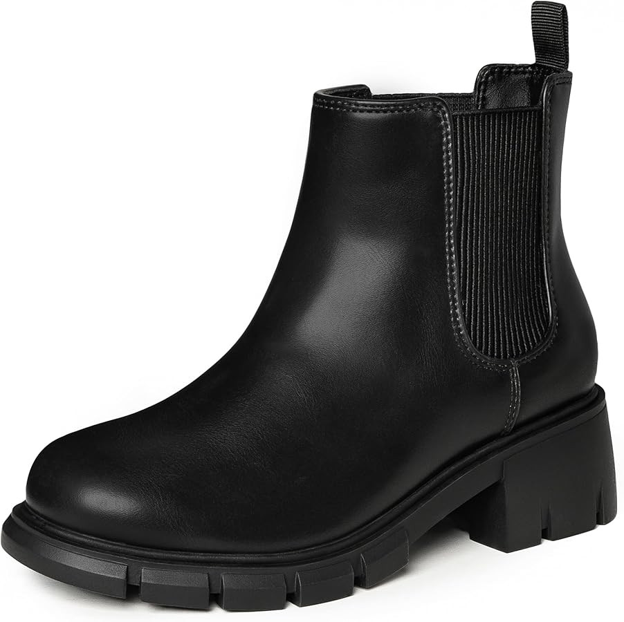 Dufannie Girls Ankle Boots Kids Chelsea Booties Slip on Lug Sole Low Heel Fall Boot for Little Bi... | Amazon (US)