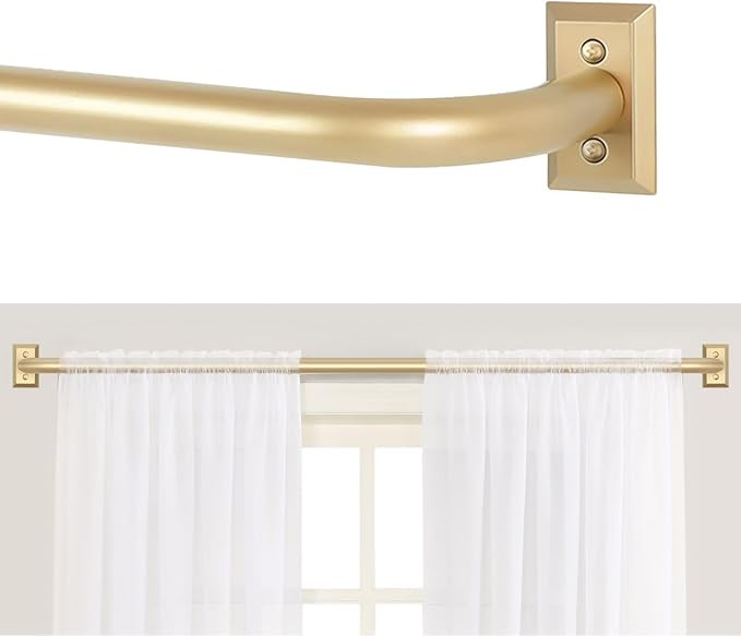 Gold Wrap Around Curtain Rods for Windows 28 to 60:Blackout Heavy Duty Adjustable Curtain Rod Roo... | Amazon (US)