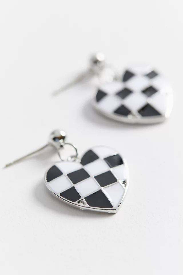 Checker Heart Post Earring | Urban Outfitters (US and RoW)
