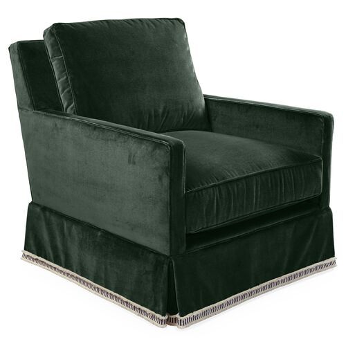 Auburn Club Chair - Forest Velvet - Miles Talbott - Glider - Green | One Kings Lane