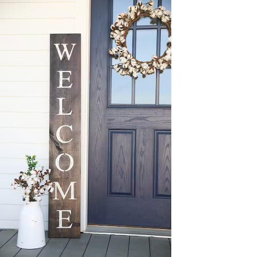 WELCOME SIGN, welcome sign for front door, rustic welcome sign, outdoor welcome sign, vertical we... | Etsy (US)