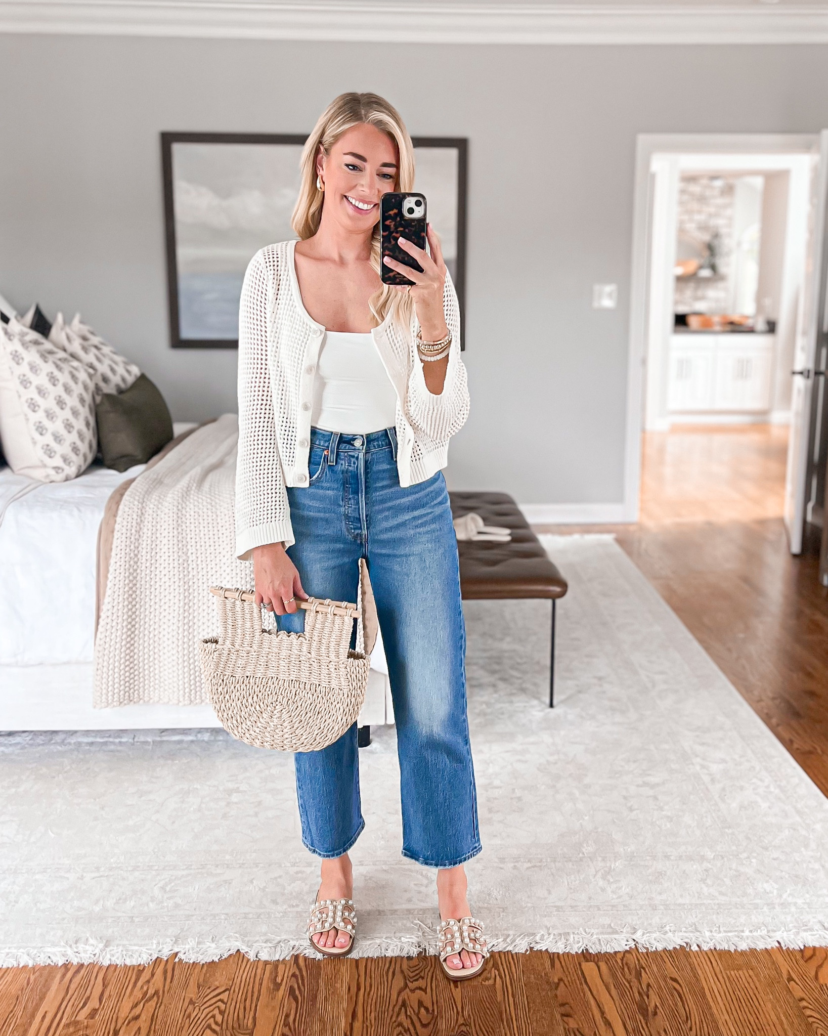 Spring Casual Outfit Idea // loving this crochet cardigan, it’s perfect for transitioning into summer & can be worn so many cute ways! I’m wearing a small in cardigan & bodysuit (both first true to size) and a 27 in jeans (jeans are a true denim & have no stretch)

Spring outfits, vacation outfits, crochet top, crochet cardigan, jeans, straight leg jeans, casual outfit, weekend outfit, target top, Amazon jeans

#LTKstyletip #LTKSeasonal #LTKfindsunder50