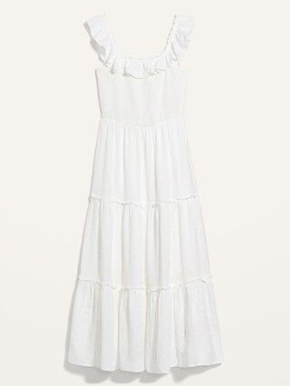 Ruffled Smocked-Bodice Embroidered Sleeveless Maxi Dress for Women | Old Navy (US)