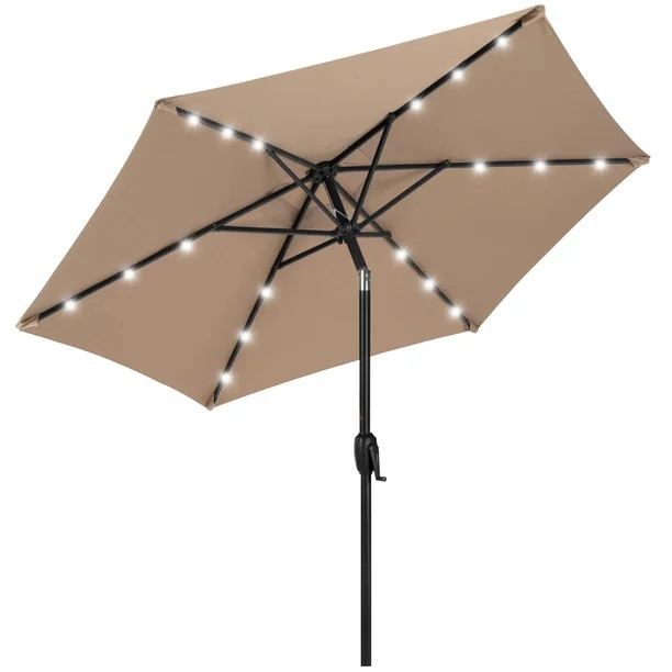 Best Choice Products 7.5ft Outdoor Solar Patio Umbrella for Deck, Pool w/ Tilt, Crank, LED Lights... | Walmart (US)