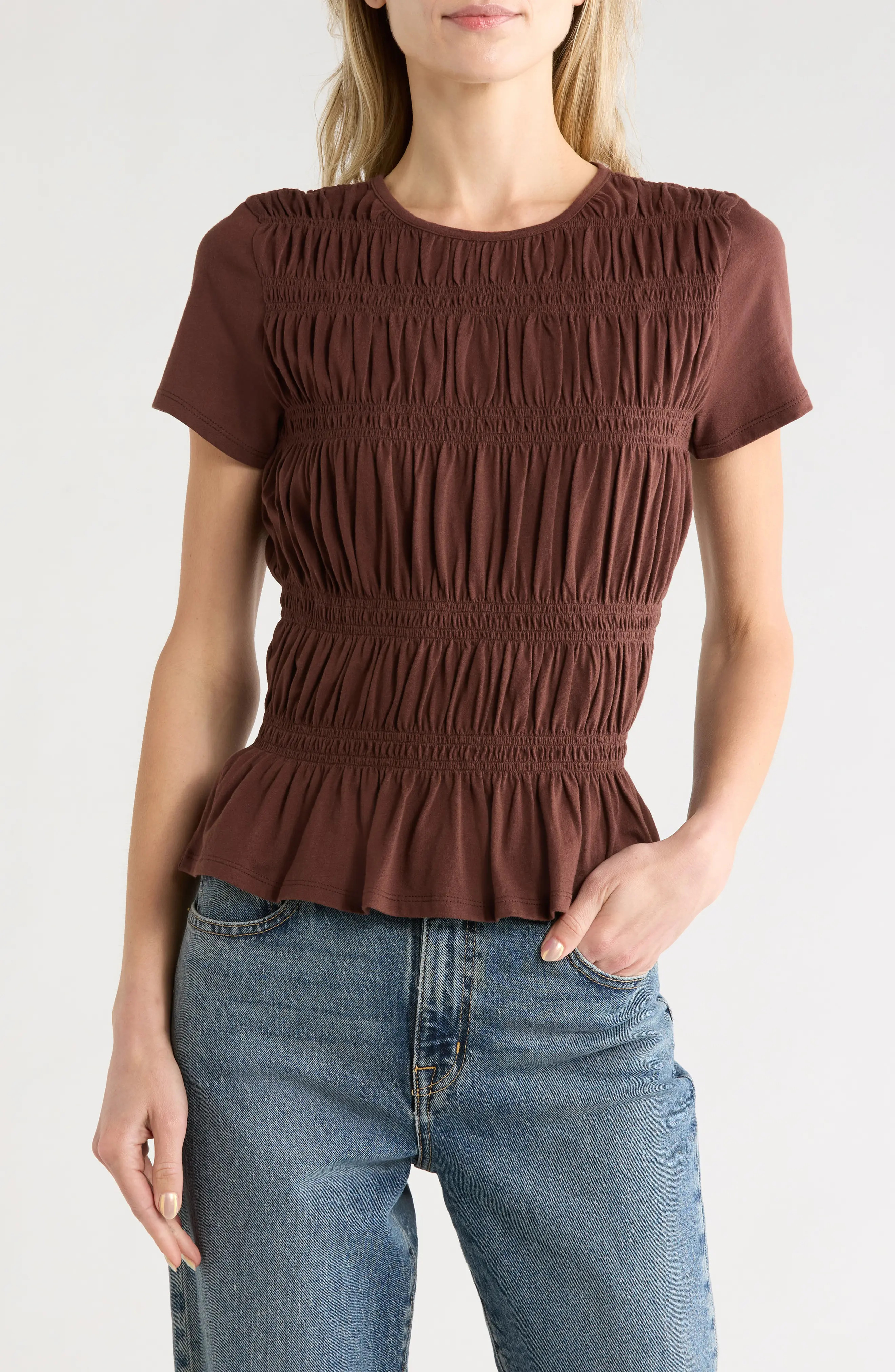 Melrose and Market Short Sleeve Smocked T-Shirt (Women) | Nordstromrack | Nordstrom Rack