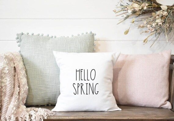 Hello Spring Pillow Covers  Rustic Easter Decor  Spring | Etsy | Etsy (US)