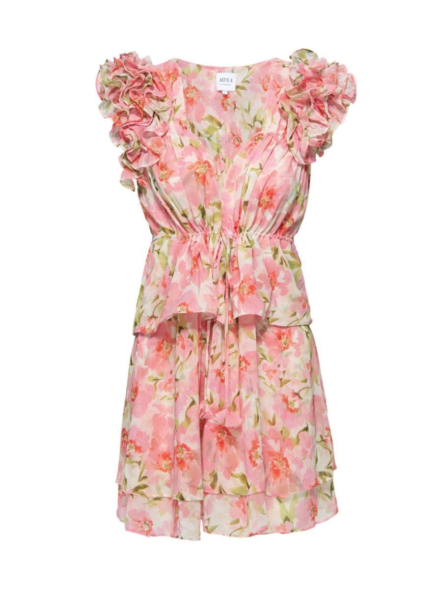 Lily Floral Ruffled Minidress | Saks Fifth Avenue