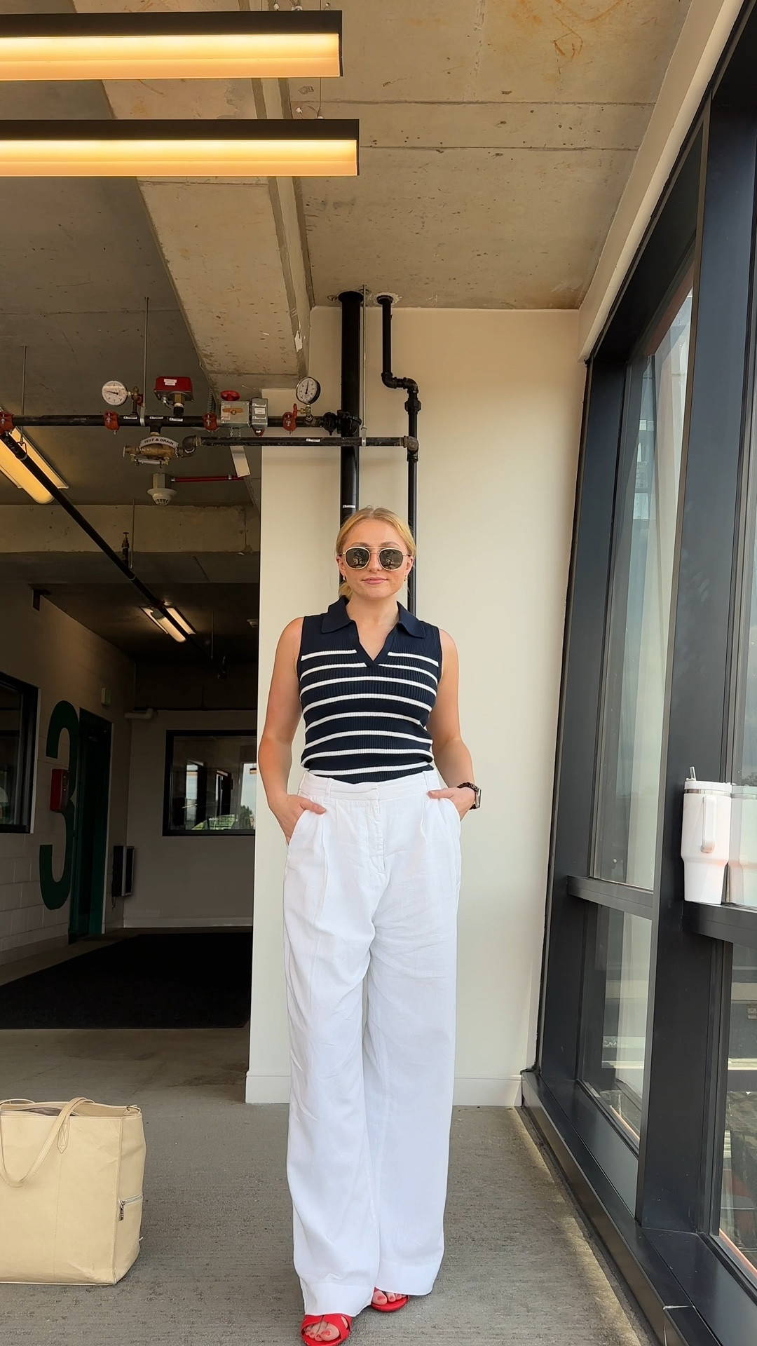 It’s all about the red, white and blue this summer ❤️🤍💙 

My Sizing:
Curve Love Tailored Linen Pants = M US8/10
Heels = 7.5 
Navy Polo Sweater  = US Small

My Measurements:
Height = 5’6
Bust = 36.2 in
Natural Waist = 27 in
Low Waist = 35.5
Hips = 37in 
Super low waist / hips & full booty = 38.5 in
Weight: 139.3 (on a good day 😉)
Typically Wears = M/L (US 6/8/10)

#LTKVideo #LTKWorkwear #LTKSummerSales