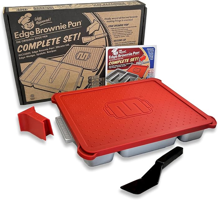 Baker's Edge Brownie Pan Complete Set (Includes Lid & Wedge) The Original All Edges Brownie Pan f... | Amazon (US)