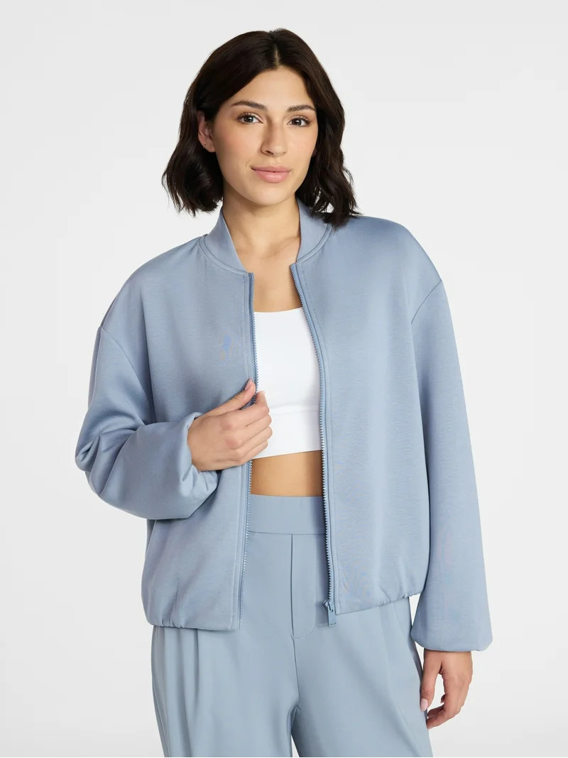 Avia Women's ScubaKnit Bubble Hem Bomber Jacket, Sizes XS-XXXL | Walmart (US)