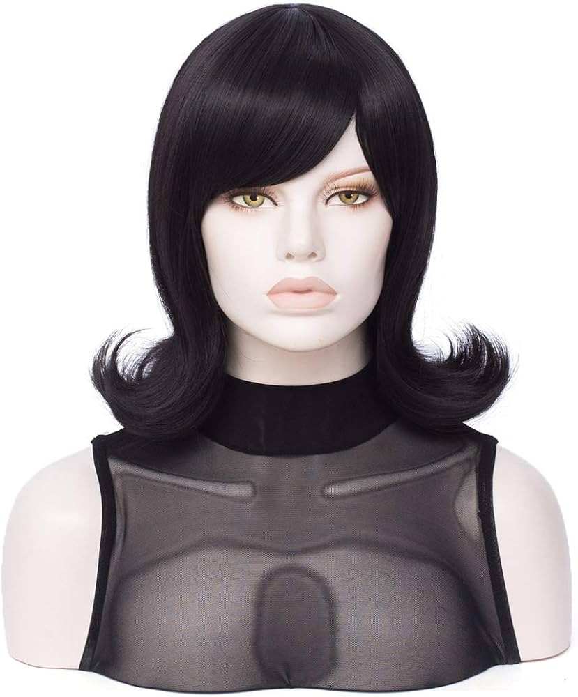 FVCENT Short Straight Side Bang Flip Out Shoulder Length Women Costume Wig (Black) | Amazon (US)