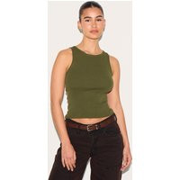 Top en maille tricot fine kaki à col nageur, Kaki | PrettyLittleThing (FR)