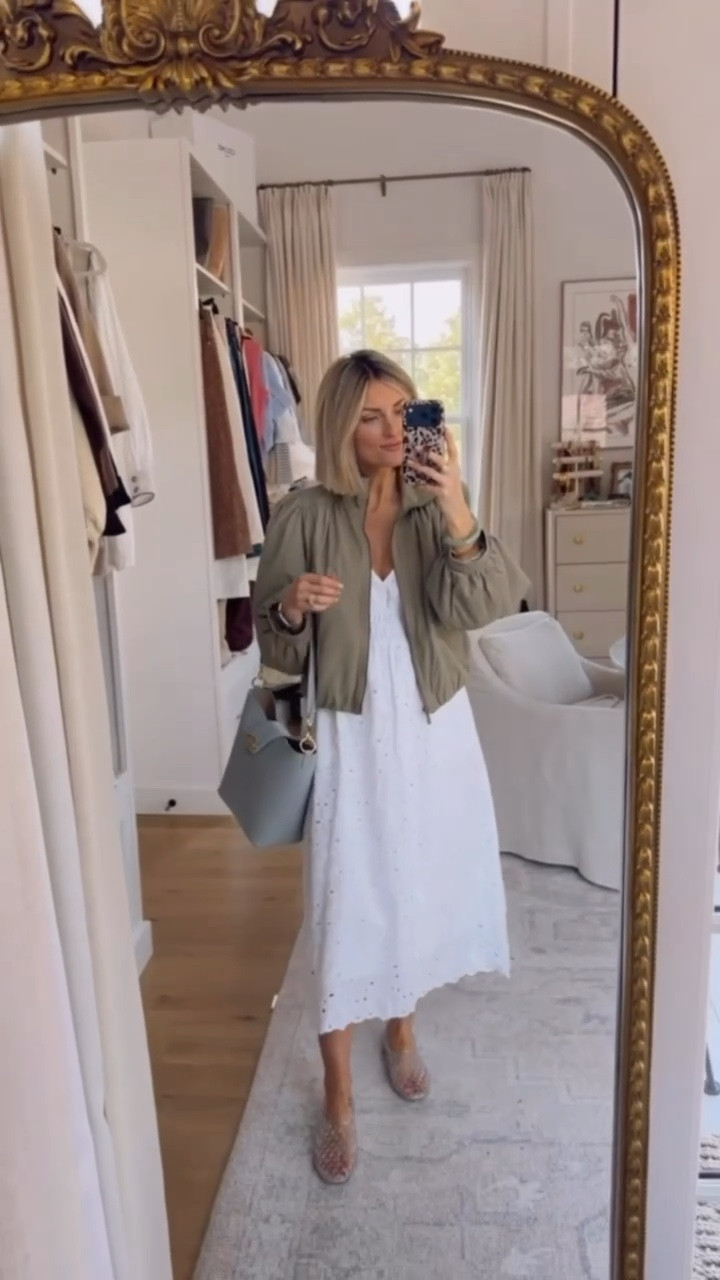 An easy spring look! This white eyelet dress can be styled so many ways! I layered over this green jacket I have been constantly pulling for! Wearing size S!

Loverly Grey, Target, eyelet dress, white dress, spring jacket, jelly flats, spring outfit 

#LTKSeasonal