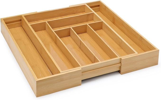 Kitchen Utensil Organizer Silverware Organizer Silverware Tray For Drawer, Expandable Bamboo Kitc... | Amazon (US)