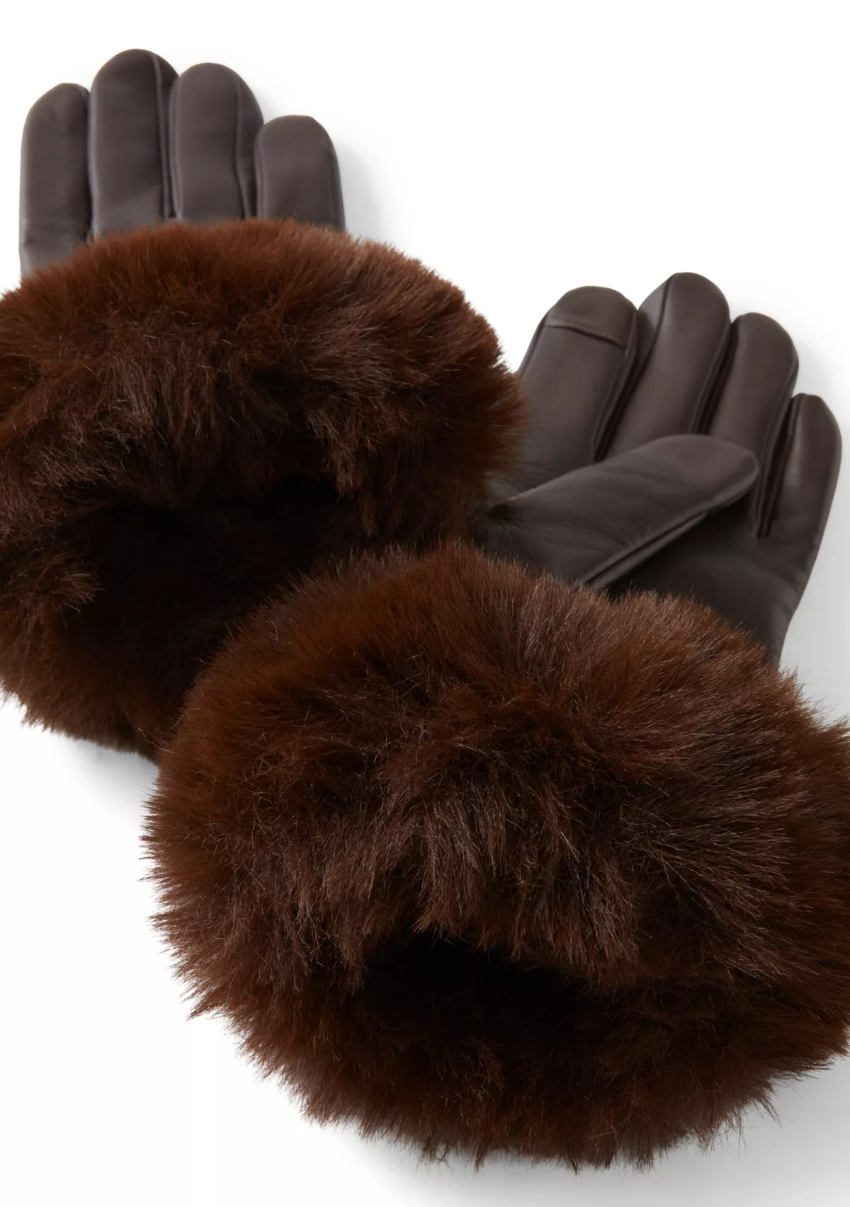 Fur Trimmed Leather Gloves | Belk