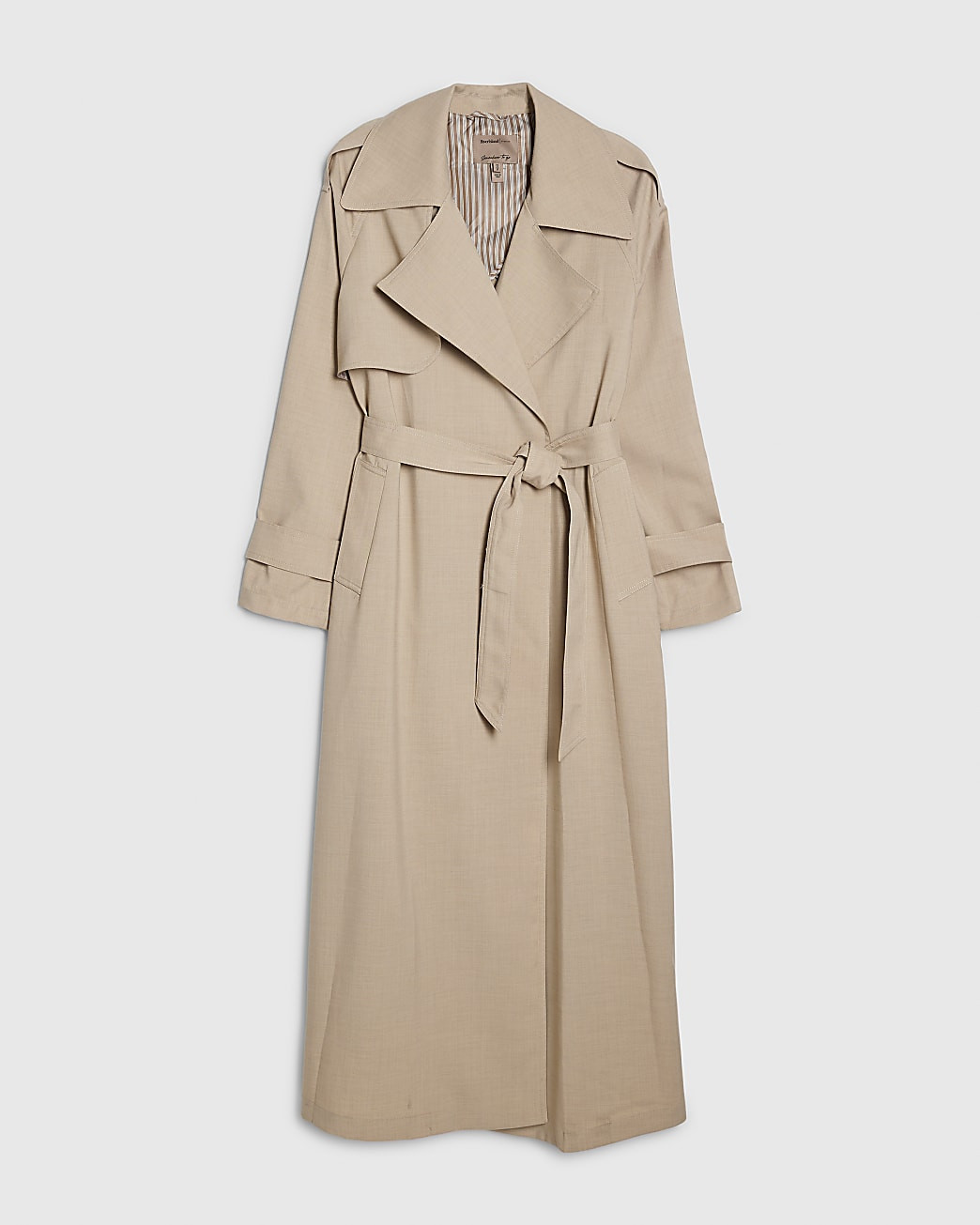 Cream Collared Long Sleeve Trench Coat | River Island UK & IE