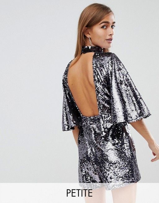 Fashion Union Petite high neck sequin romper | ASOS US