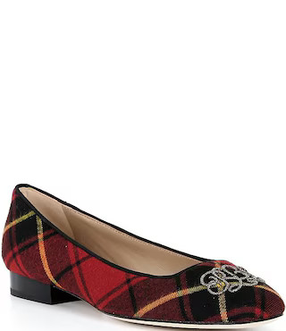 Lauren Ralph Lauren Emellie Tartan Plaid Embroidered Script Logo Ballet Flats | Dillard's | Dillard's