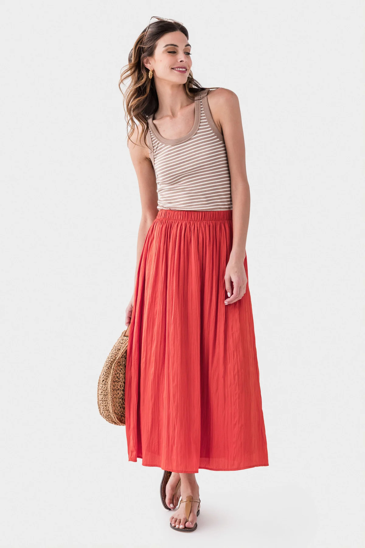Z Supply Nicoline Crinkle Midi Skirt | Social Threads