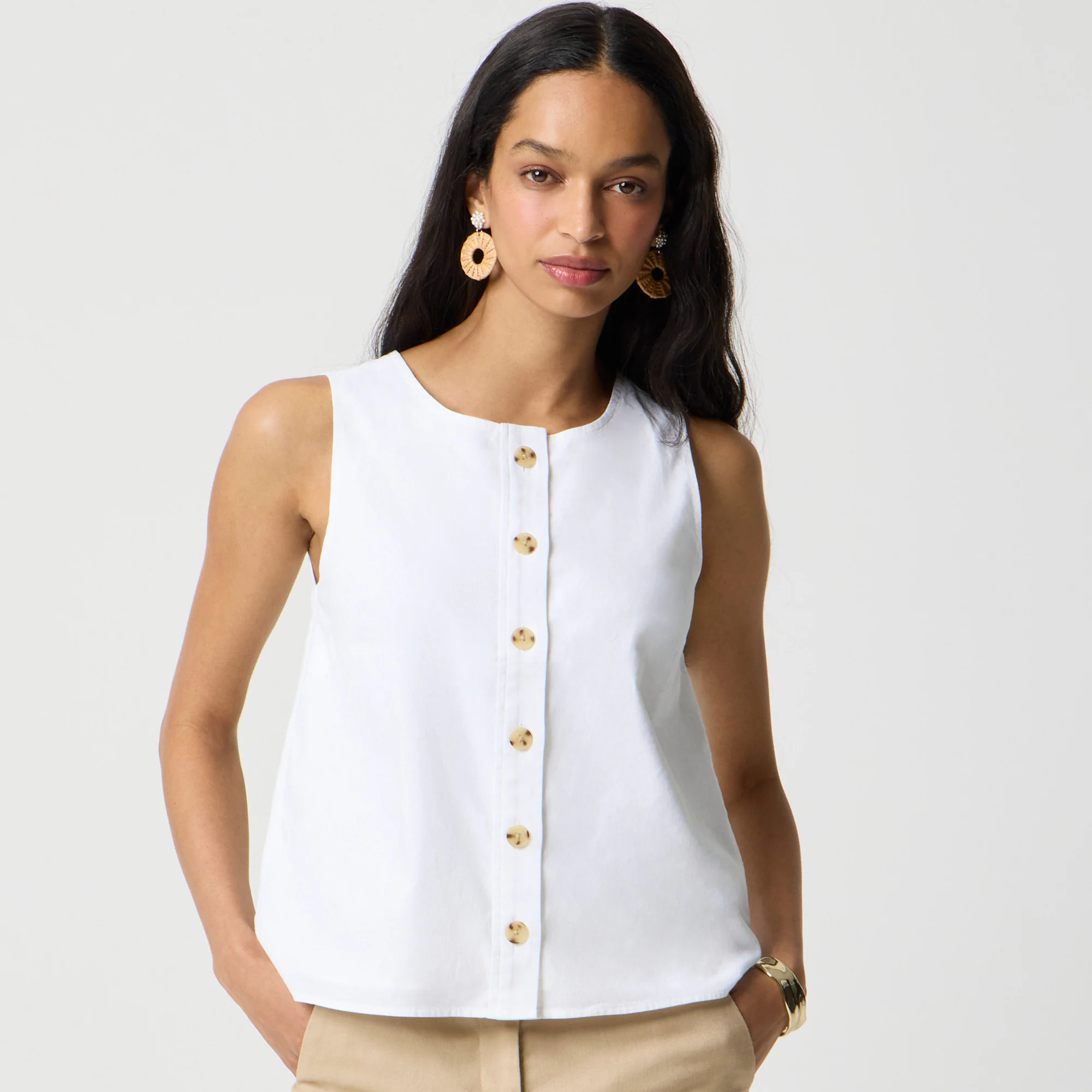 Linen-blend button-front shell | J.Crew Factory
