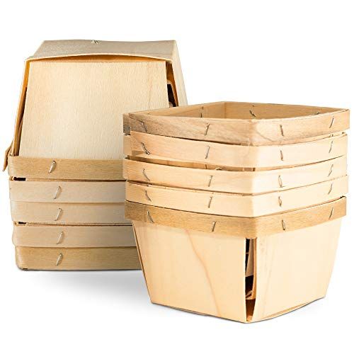 One Pint Wooden Gift Baskets (10 Pack); for Picking Fruit or Arts, Crafts and Decor; 4"x4"x2.5" Squa | Amazon (US)