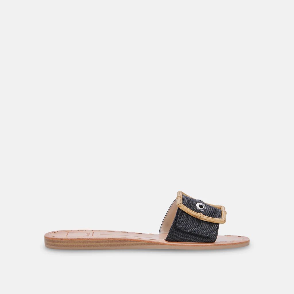 DASA SANDALS BLACK RAFFIA | DolceVita.com