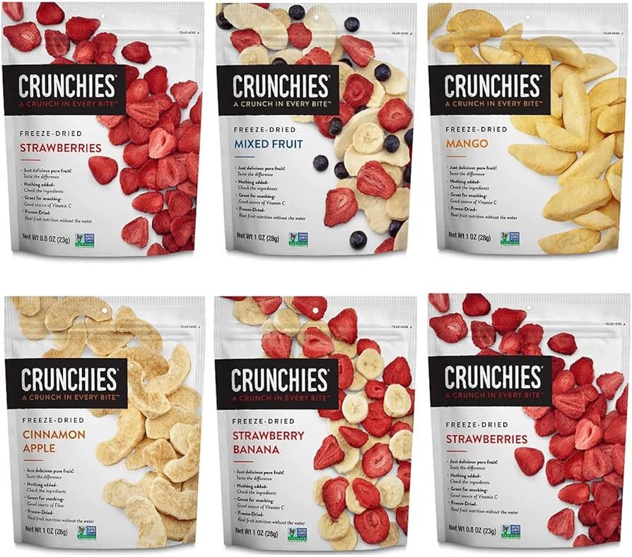 Crunchies Freeze-Dried Fruits, 100% All Natural Crispy Fruit, Non GMO and Kosher, Resealable Free... | Amazon (US)