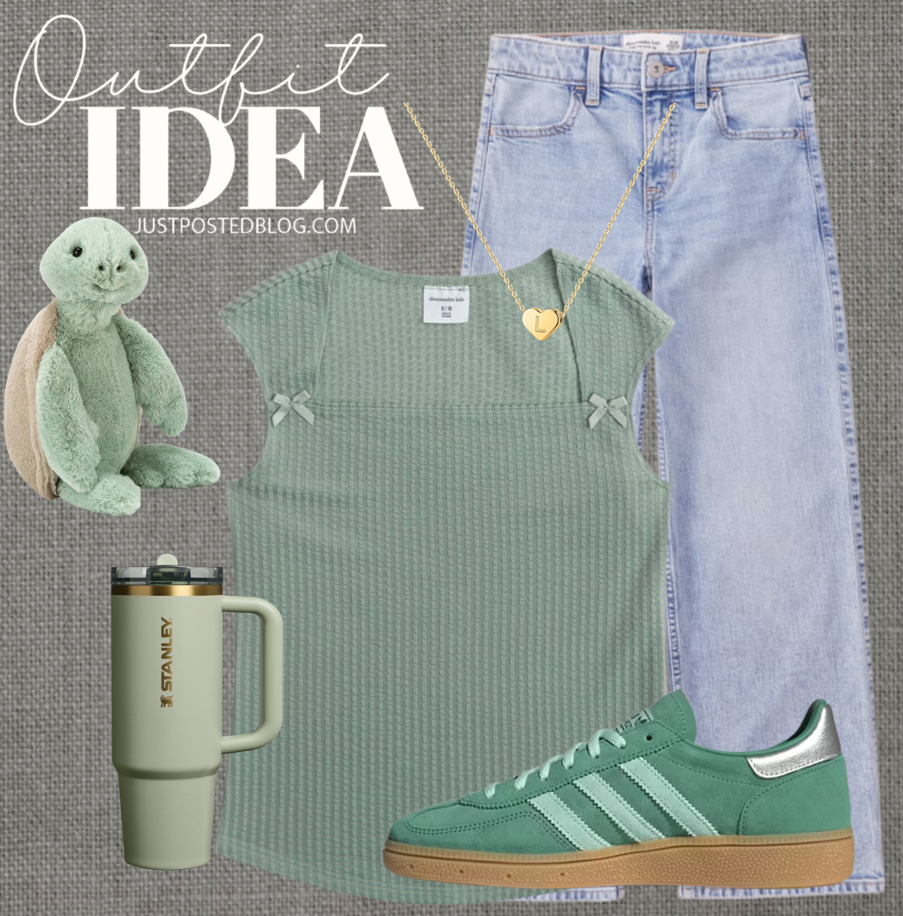 I LOVE this color of green!! This would be such a cute outfit for tweens and teens!!! 

 