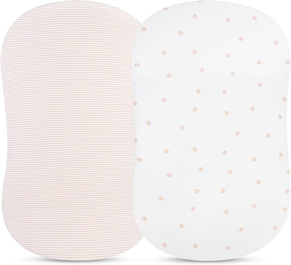Bassinet Sheet Set 2 Pack - Baby Bassinet Sheets with 100% Jersey Cotton - Bassinet Sheets for Ba... | Amazon (US)