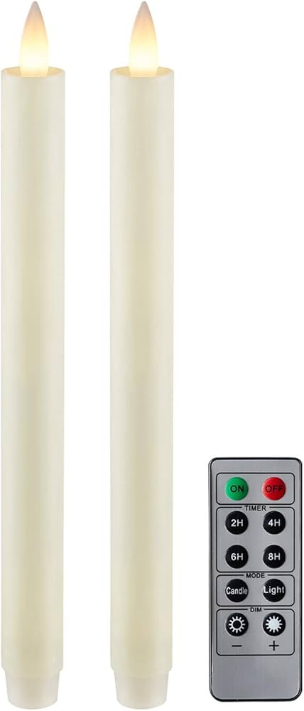 Flameless Taper Candles Flickering with Remote and Timer, 3D Moving Flame Taper Candle Battery Op... | Amazon (US)