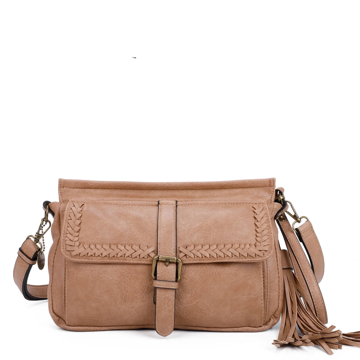 Whitney Womens Vegan Leather Laced Flap Messenger Crossbody Bag by Ampere Creations - Sand - Walm... | Walmart (US)