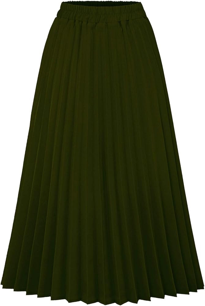 Womens Chic Elastic High Waisted A Line Leopard Print Pleated Shirring Midi-Long Skirt | Amazon (US)