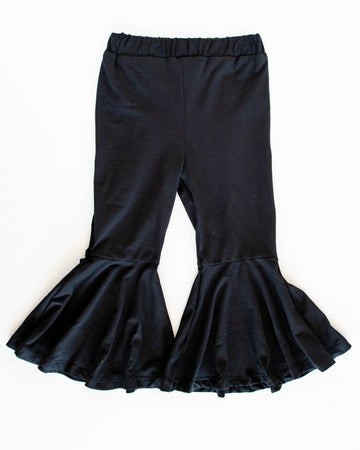 Keely Pleated Exaggerated Bell Bottoms - Black | Bailey's Blossoms