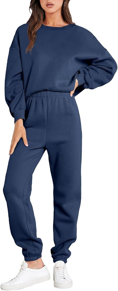 ANRABESS Women's Two Piece Outfits Long Sleeve Crewneck Sweatsuit with Jogger Pants Lounge Sets w... | Amazon (US)