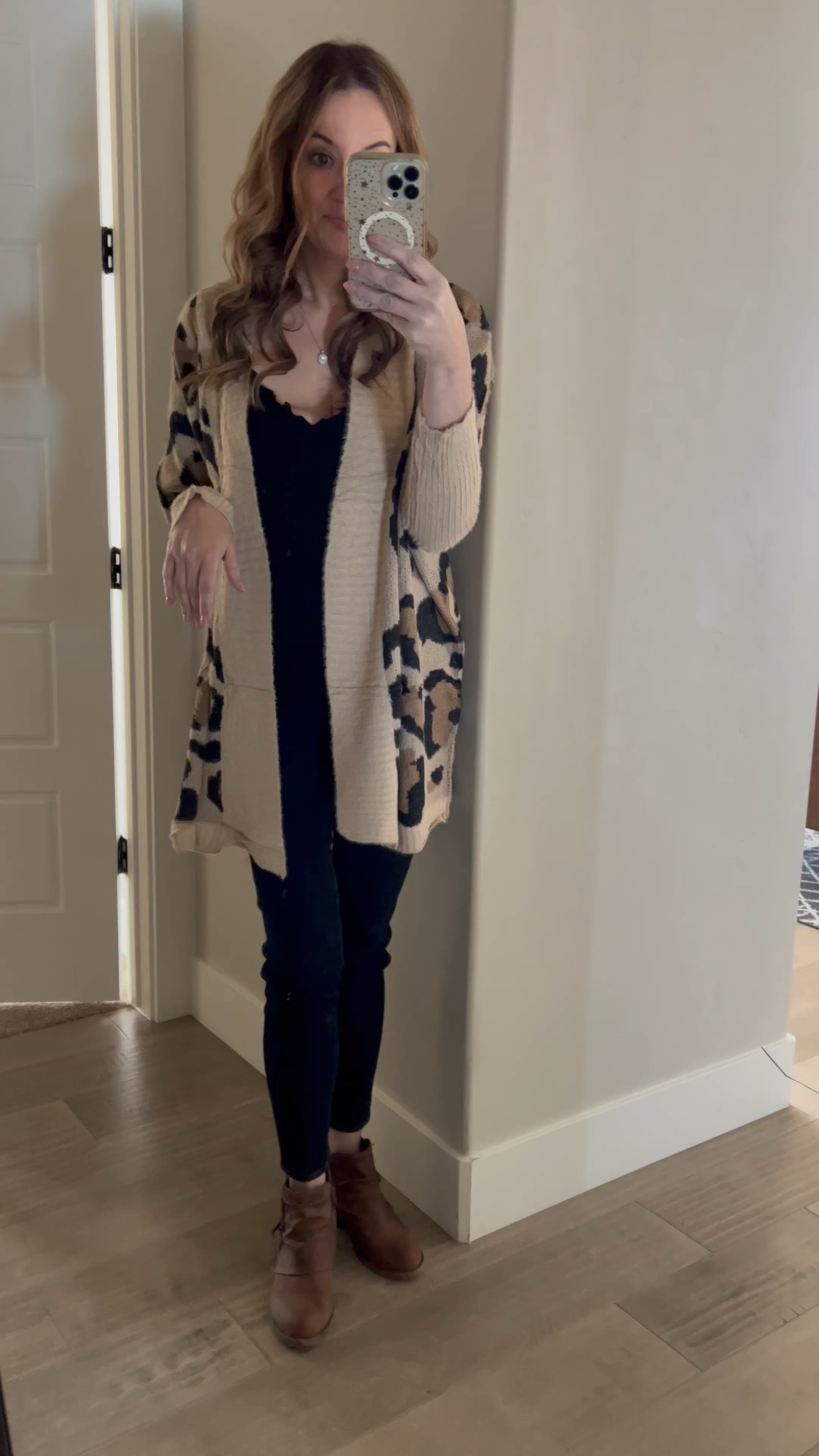 Leopard print sweater for fall. Amazon fashion. Amazon style. Amazon influencer. Animal print sweater. Animal print cardigan. Long sweater. Work from home outfit. Athleisure comfortable style.  Everyday outfit. Everyday style. Outfit of the day. Outfit of the day. Inspiration. Casual style. Comfortable style. Casual inspiration. Comfy. Fall outfit idea. Fall outfit ideas. Fall outfit style. What to wear with jeans. Fall weekend outfit. Casual outfit. Casual style. Mom outfit. Mom style. Comfy outfit. Travel outfit. American Eagle. Aerie. Pullover. Oversized sweater. Jogger outfit. Jogger style. Zella joggers. Nordstroms. 
Errands outfit. Everyday outfit. Walmart. Over 40 fashion. Fall fashion. Fall style. Fall outfit. Ootd. Over 40 style. Over 40 outfit. How to style sweater.  How to style cardigan. Affordable style. Working mom. Work from home outfit. Work from home style. Casual look. Faux leggings. Faux leggings outfits. Spanx leggings. Faux leather leggings. Maurice’s  

#LTKunder50 #LTKSeasonal #LTKstyletip