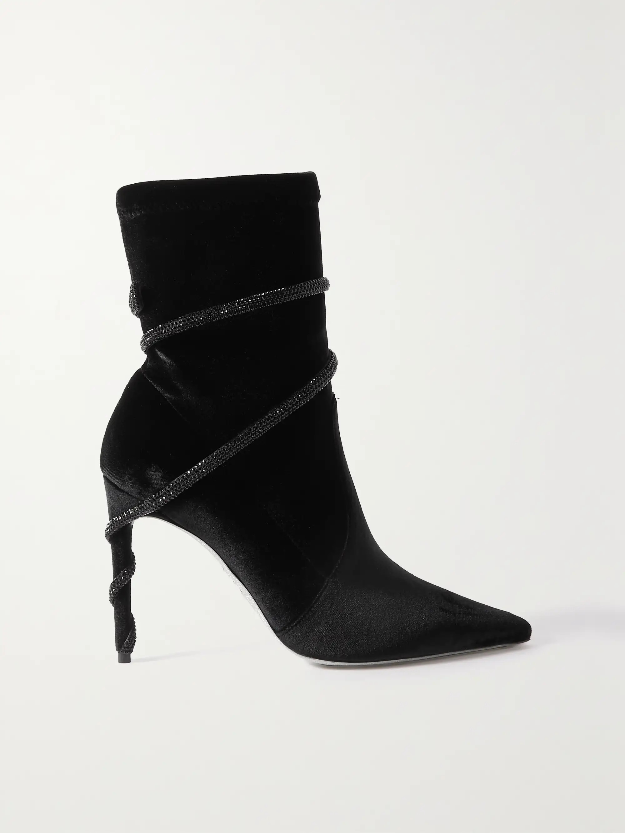 Crystal-embellished stretch-velvet ankle boots | NET-A-PORTER (UK & EU)