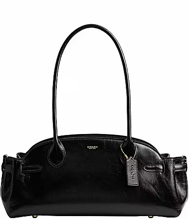 COACH Empire 34 Glazed Leather East West Carryall Bag - Black | Dillard's