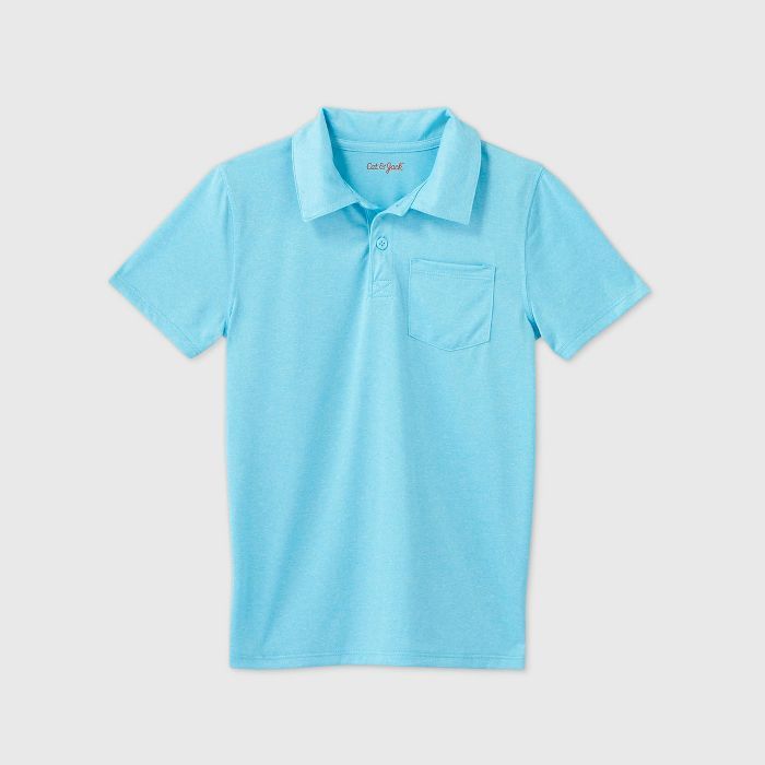 Boys' Short Sleeve Performance Polo Shirt - Cat & Jack™ Turquoise | Target