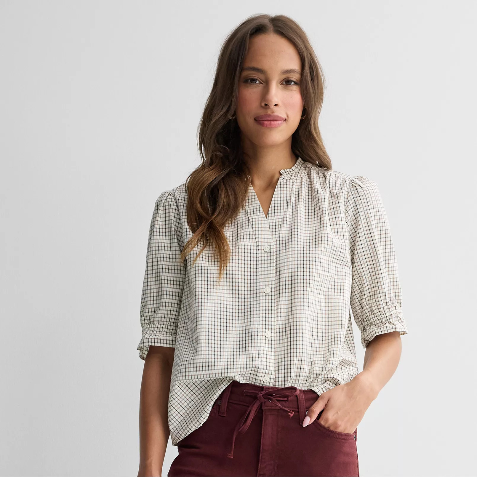 Women's Sonoma Goods For Life® Puff Sleeve Button Front Top | Kohl's