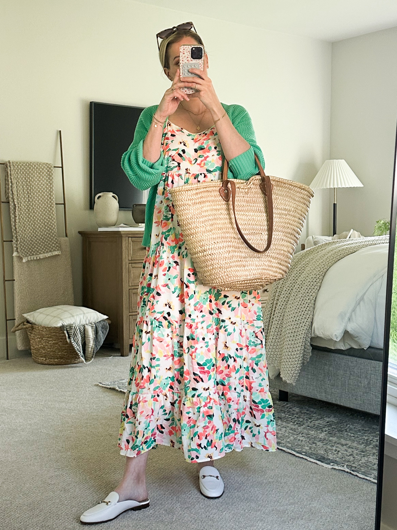 OOTD for meetings and errands, spring dress, summer outfit, woven tote, floral dress, white flats 

#LTKFindsUnder50 #LTKBump #LTKStyleTip