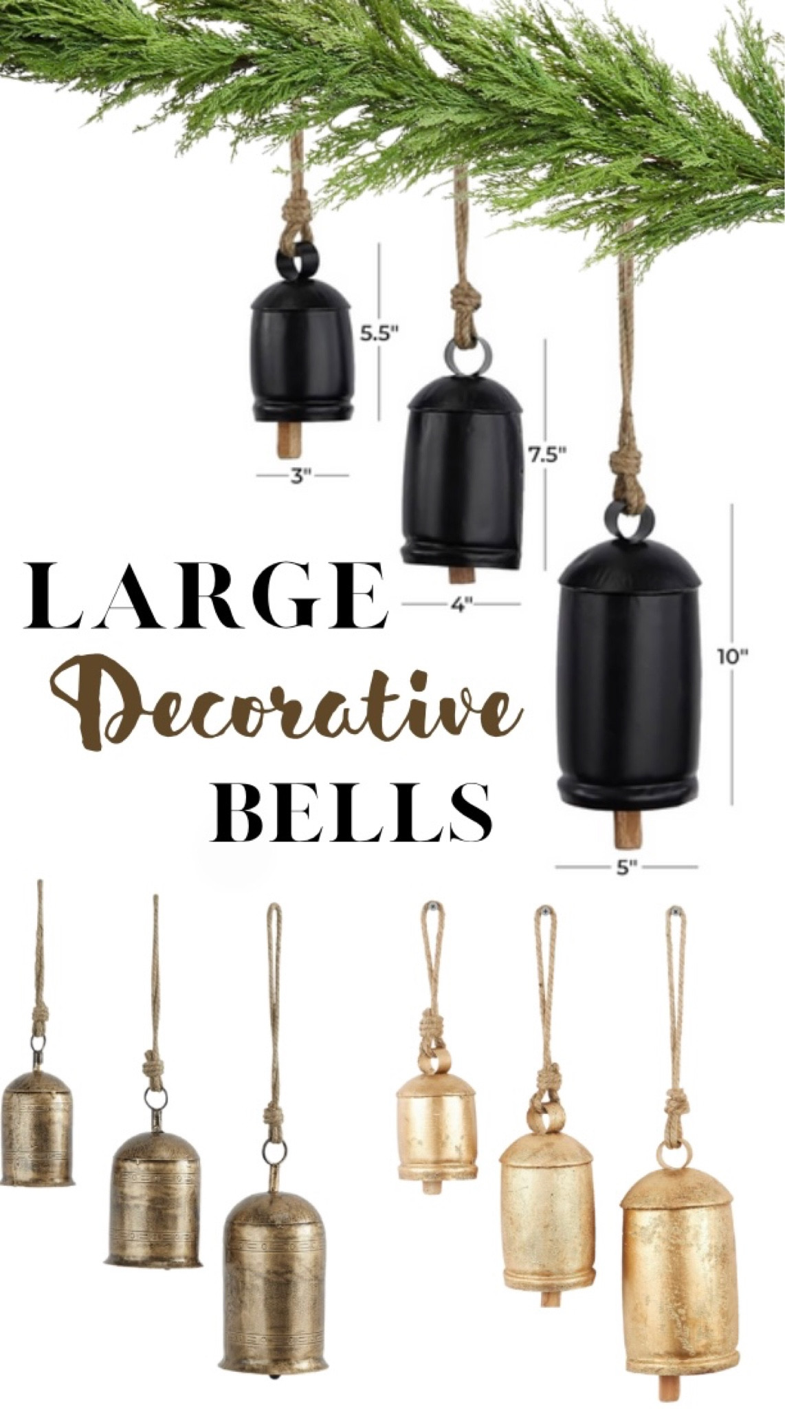 Beautiful Large Decorative Bells perfect for your Christmas mantles, staircases, wreaths and more!
🖤

#LTKSeasonal #LTKHoliday #LTKHolidaySale