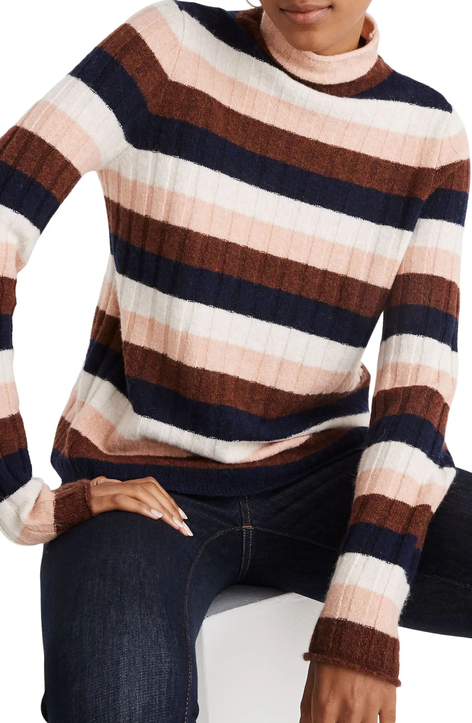 Evercrest Stripe Mock Neck Sweater | Nordstrom